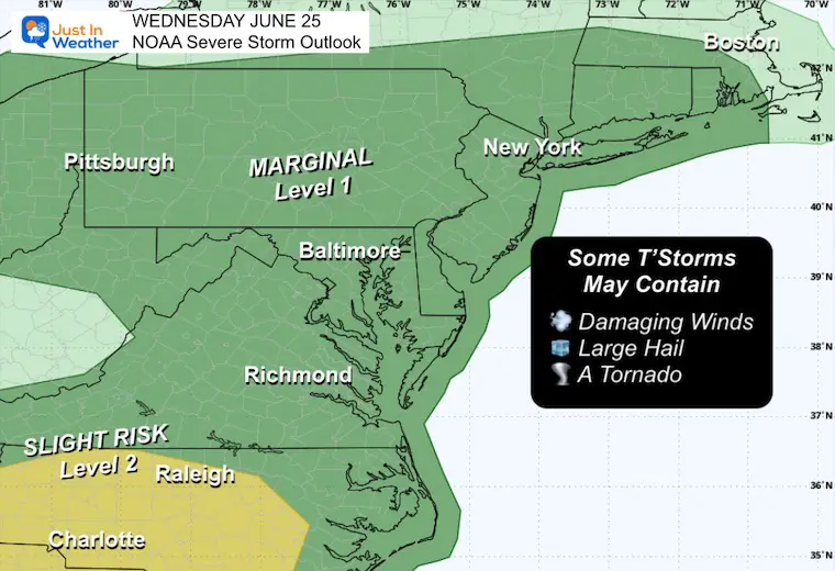 June 25 NOAA Severe Storm risk Wednesday