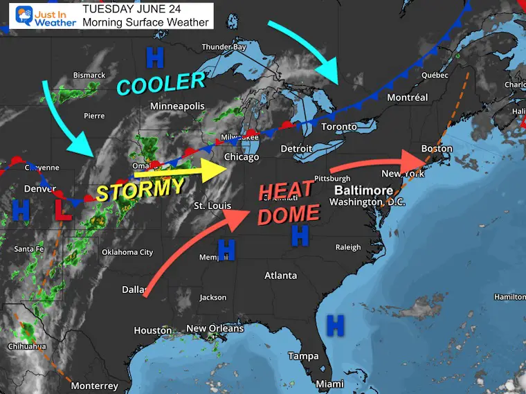 June 24 weather heat dome Tuesday morning