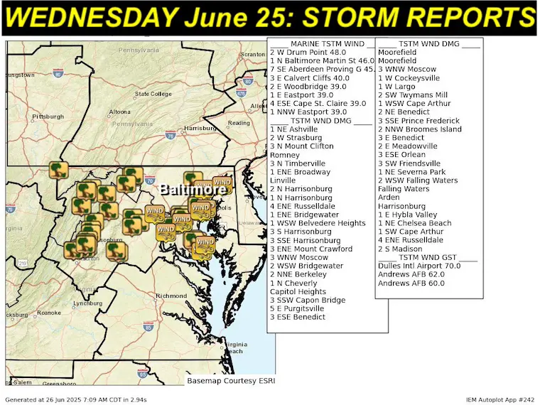 June 25 storm reports