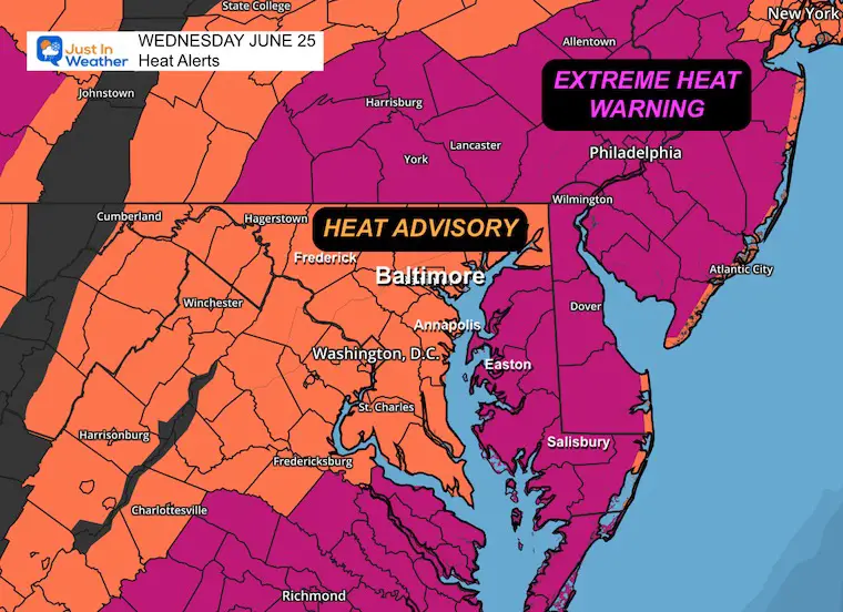 June 25 heat advisory warning