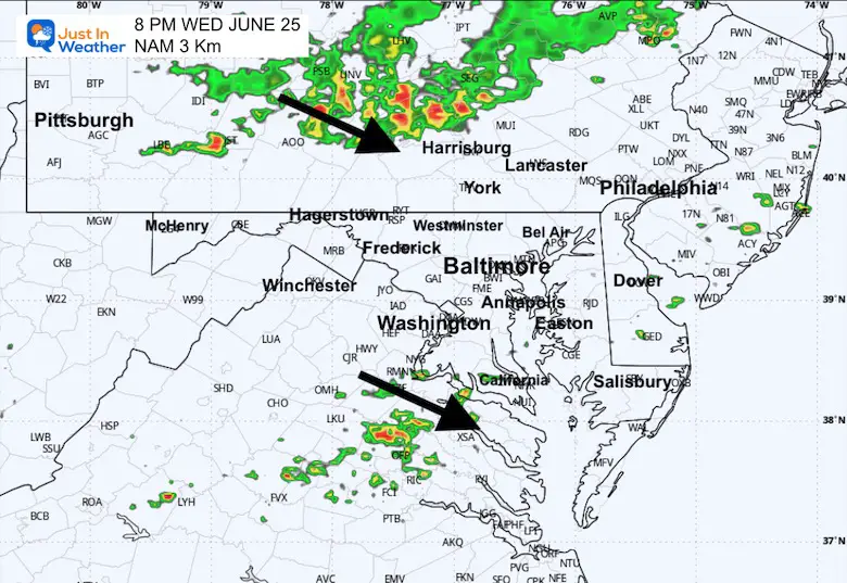 June 25 weather forecast radar Wednesday 8 PM