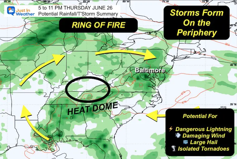 June 26 weather forecast storm Thursday afternoon