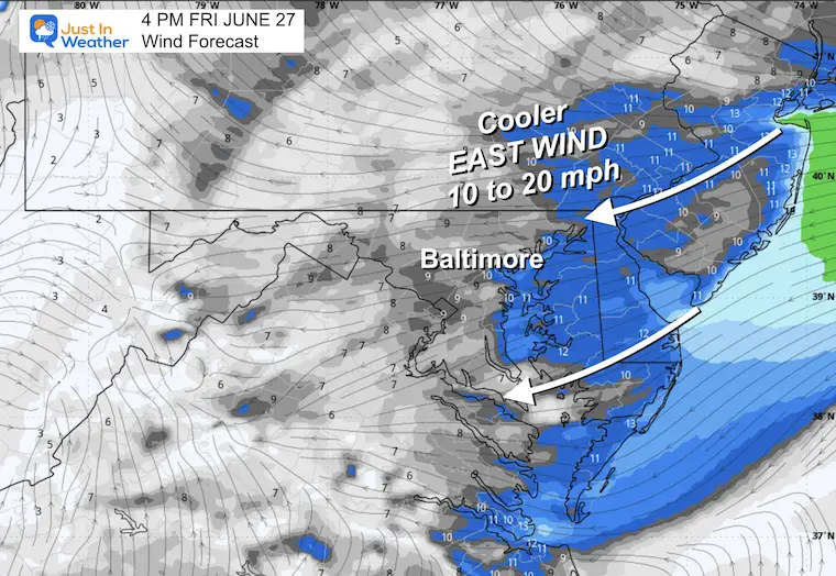 June 26 weather wind forecast Thursday afternoon