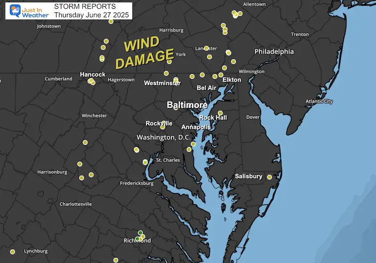June 27 severe storm report Thursday