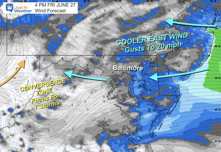 June 27 weather wind forecast Friday afternoon