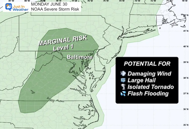 June 28 weather NOAA Severe Storm Risk Monday