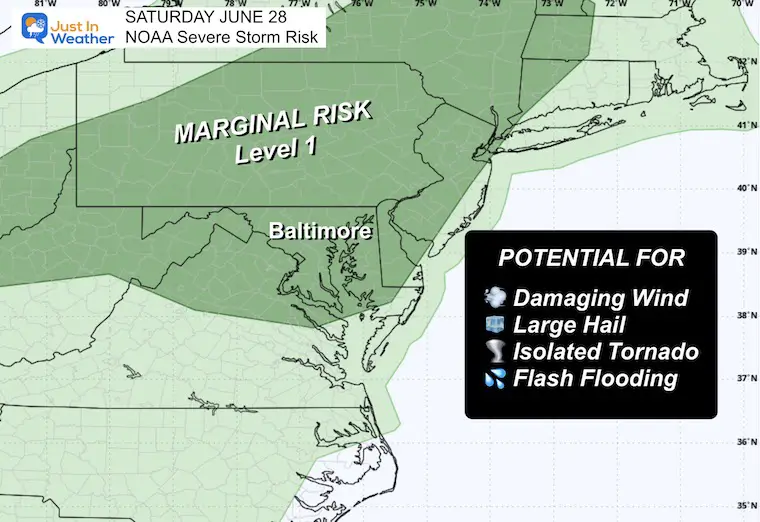 June 28 weather NOAA Severe Storm Risk Saturday
