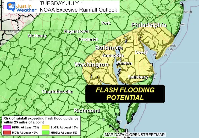 June 29 weather NOAA Excessive Rain Flooding Tuesday