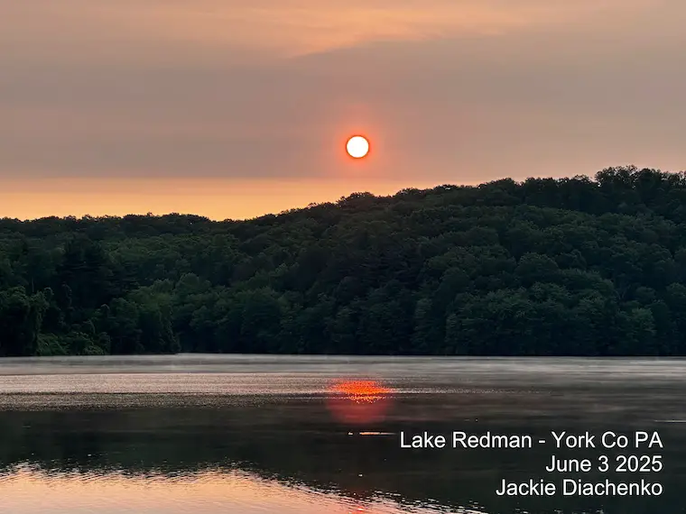 June 3 weather smoke sunrise Lake Redman