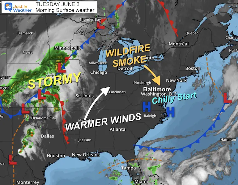 June 3 weather Tuesday morning smoke