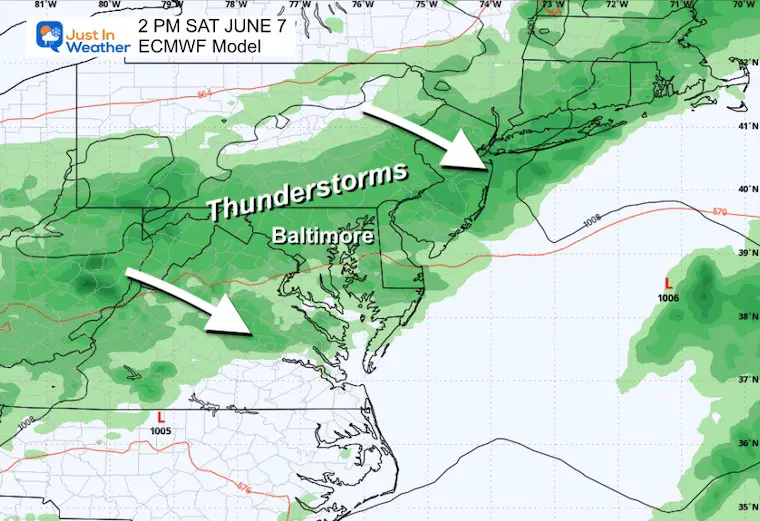June 3 weather thunderstorms Saturday afternoon
