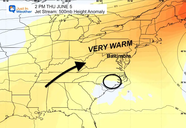 June 3 weather jet stream Thursday afternoon