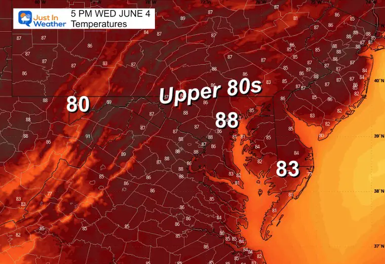 June 3 weather temperatures Wednesday afternoon