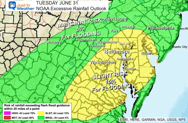June 30 excessive rain risk Tuesday