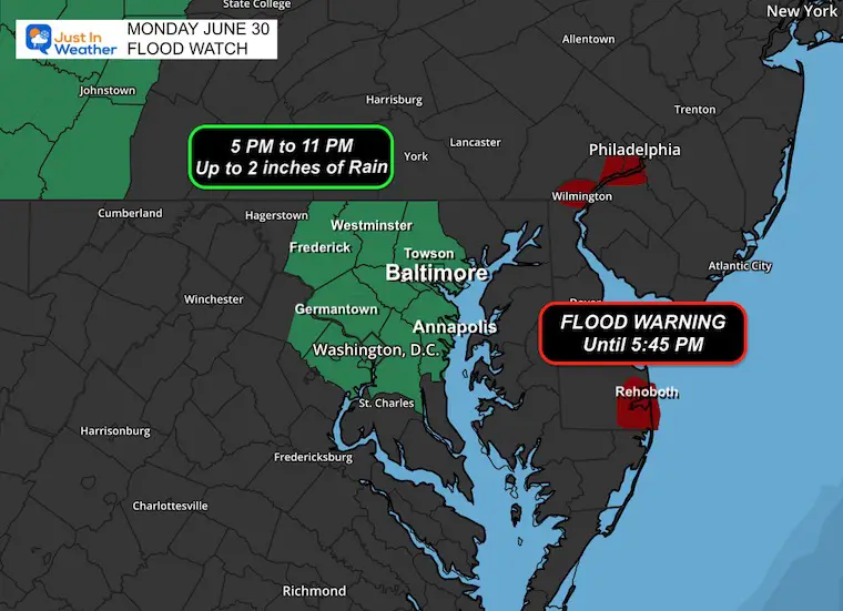 June 30 weather Flood Watch Monday