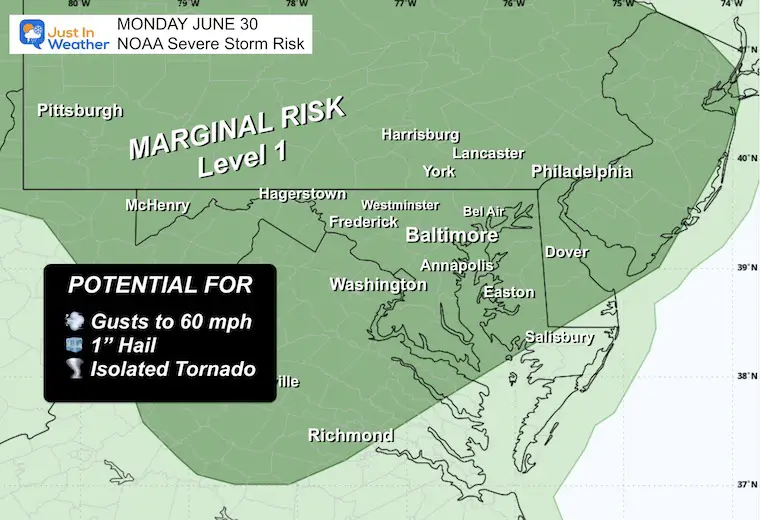 June 30 NOAA Severe Storm Risk Monday