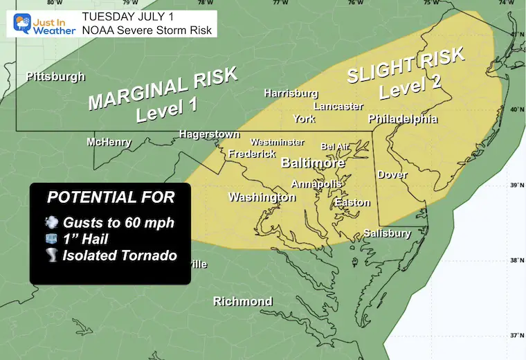 June 30 NOAA Severe Storm Risk Tuesday