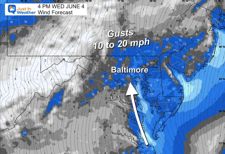 June 4 weather wind forecast Wednesday