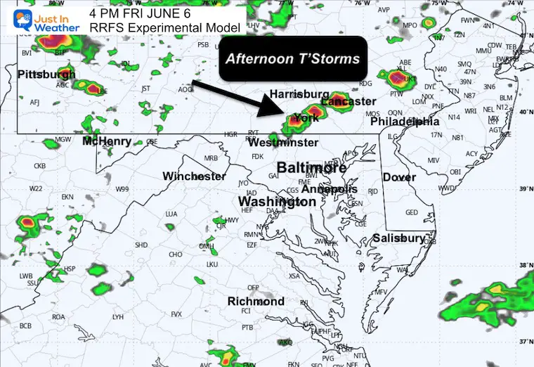 June 5 weather radar forecast Friday afternoon