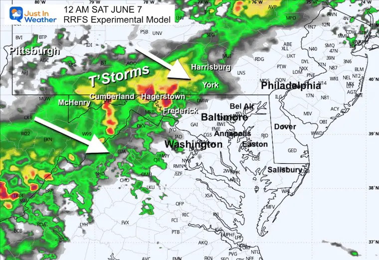 June 5 weather radar forecast Friday night