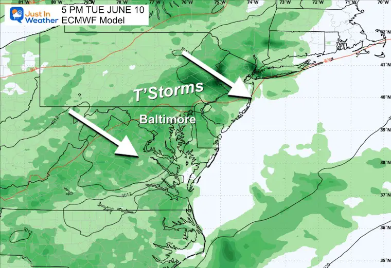 June 5 weather rain forecast Tuesday
