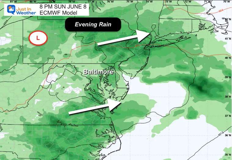 June 6 weather rain Sunday evening