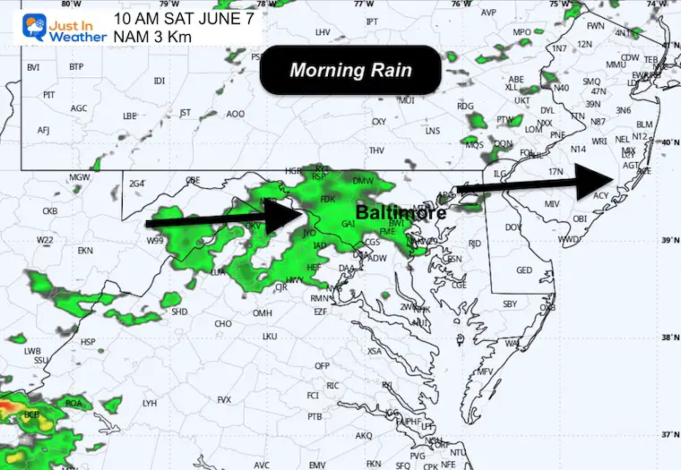 June 6 weather forecast radar rain storm Saturday morning