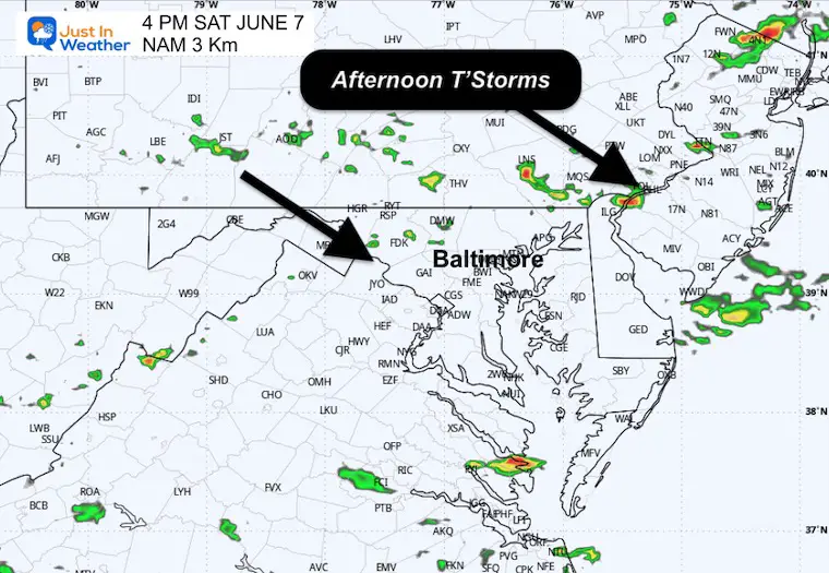 June 6 weather forecast radar rain storm Saturday afternoon