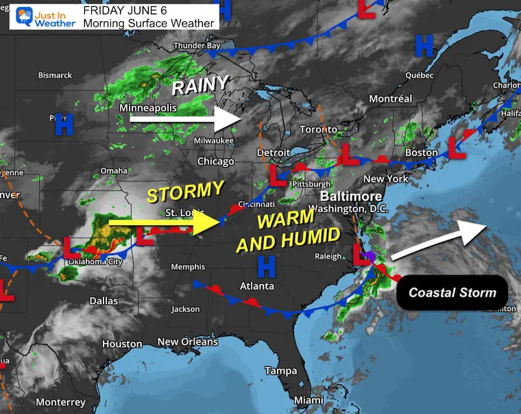 June 6 weather storm map Friday morning