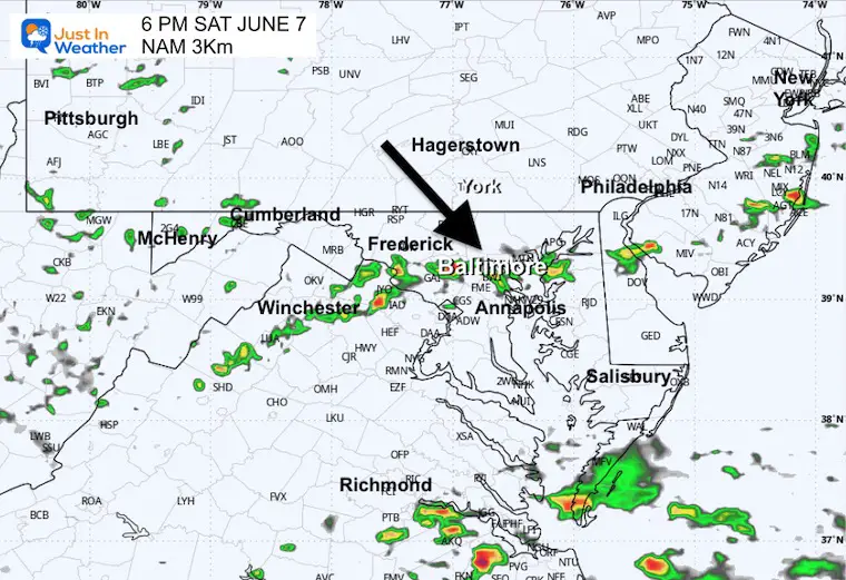 June 7 weather storm forecast Saturday 6 PM
