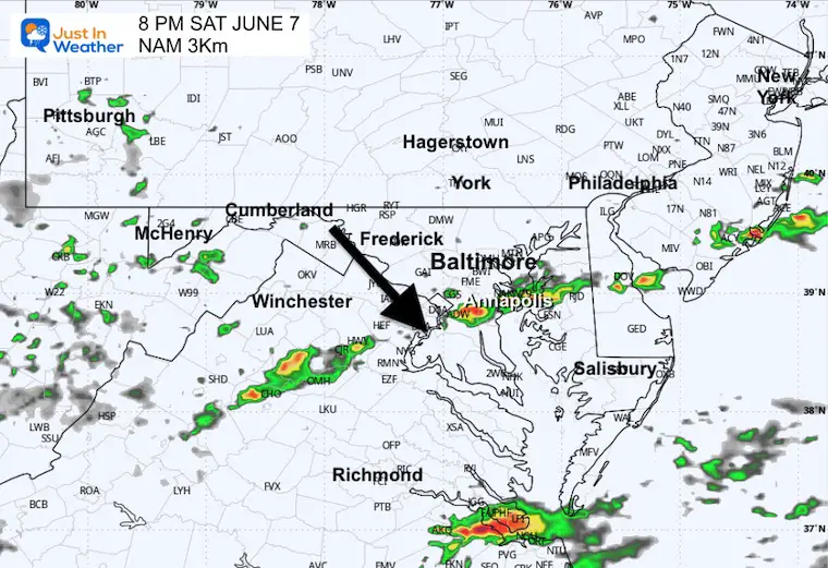 June 7 weather storm forecast Saturday 8 PM
