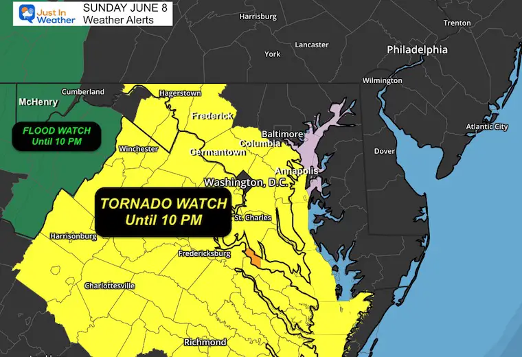June 8 weather Tornado Watch Flood Watch