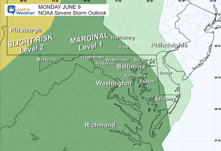 June 8 weather NOAA Severe Storm Outlook Monday