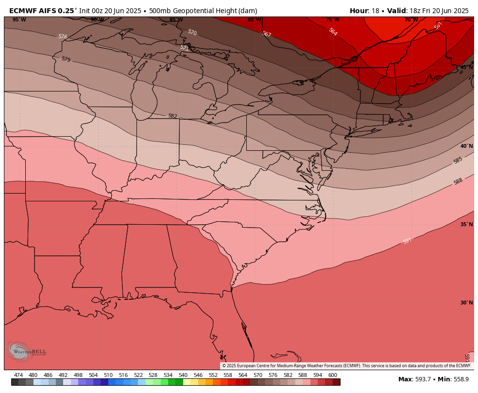 June 20 jet stream heat dome forecast