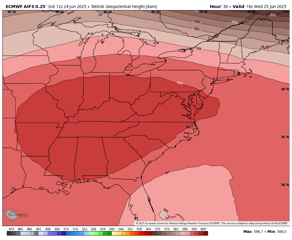 June 25 weather heat dome forecast