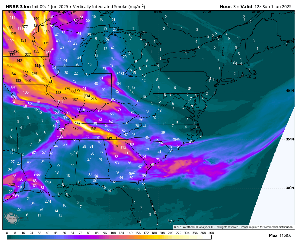June 1 wildfire smoke forecast