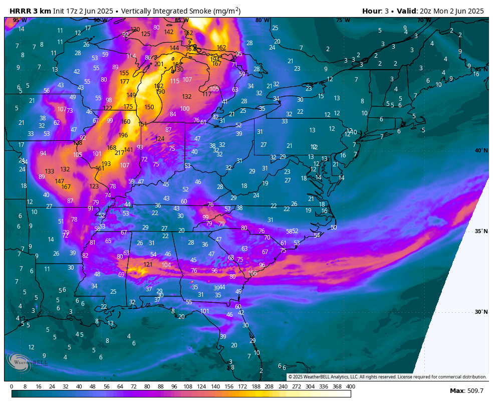 June 2 weather smoke forecast tonight Tuesday morning