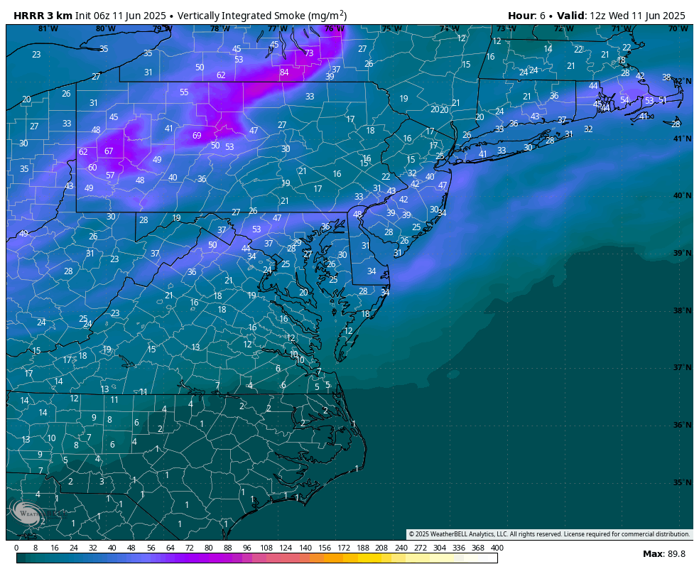 June 11 weather smoke forecast Wednesday