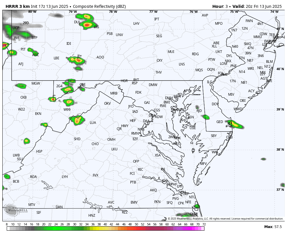 June 13 weather storm radar forecast Friday