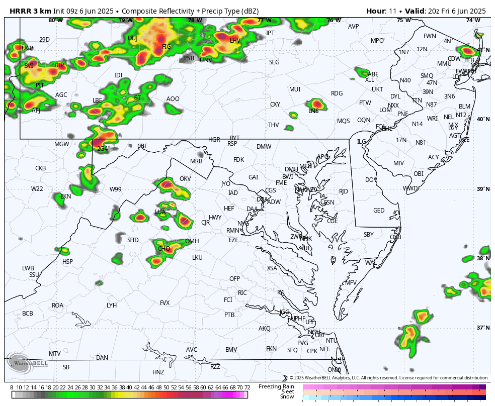 June 6 weather storm radar forecast Friday