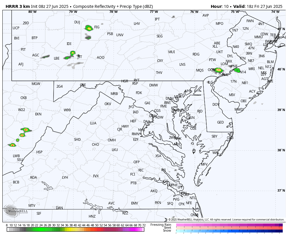 June 27 weather forecast rain radar Friday