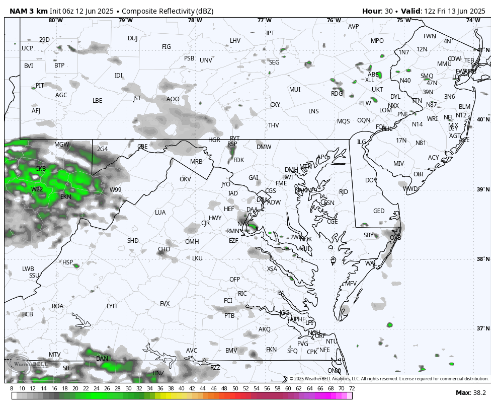 June 13 weather forecast radar Friday