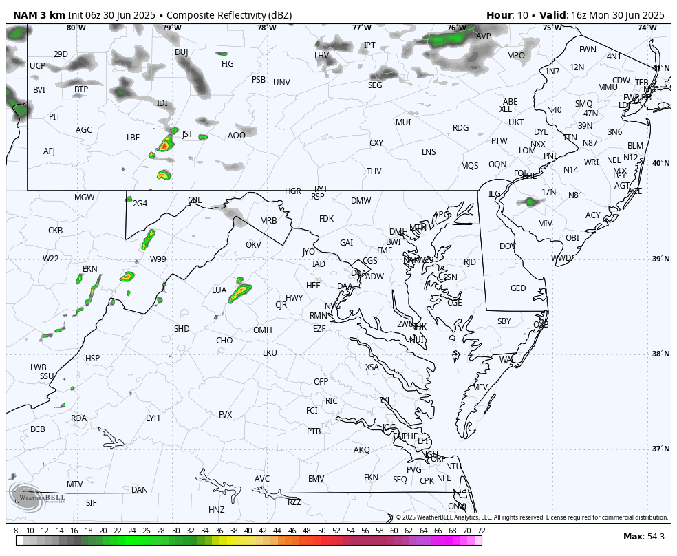 June 30 weather forecast storm radar Monday