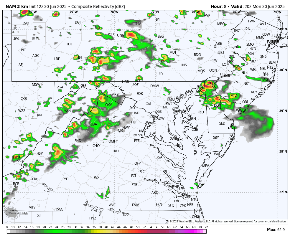 June 30 weather storm radar Monday