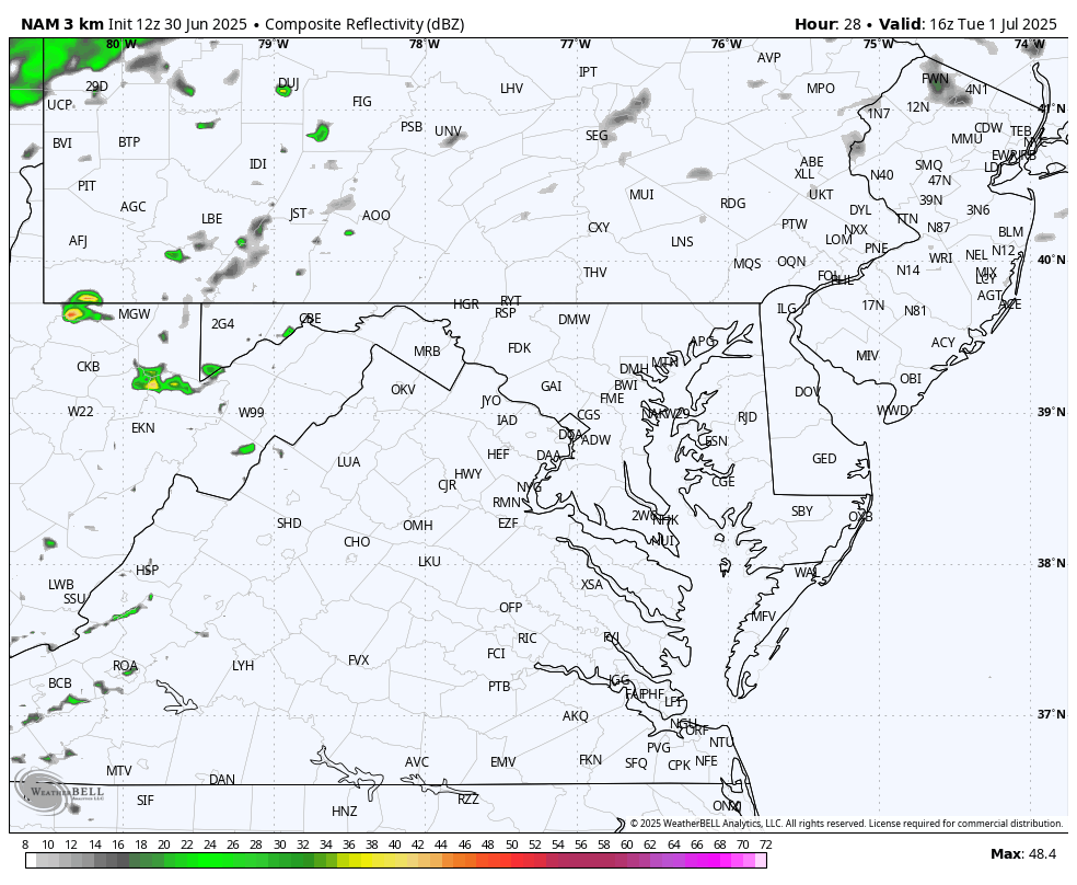 June 30 weather storm radar Tuesday