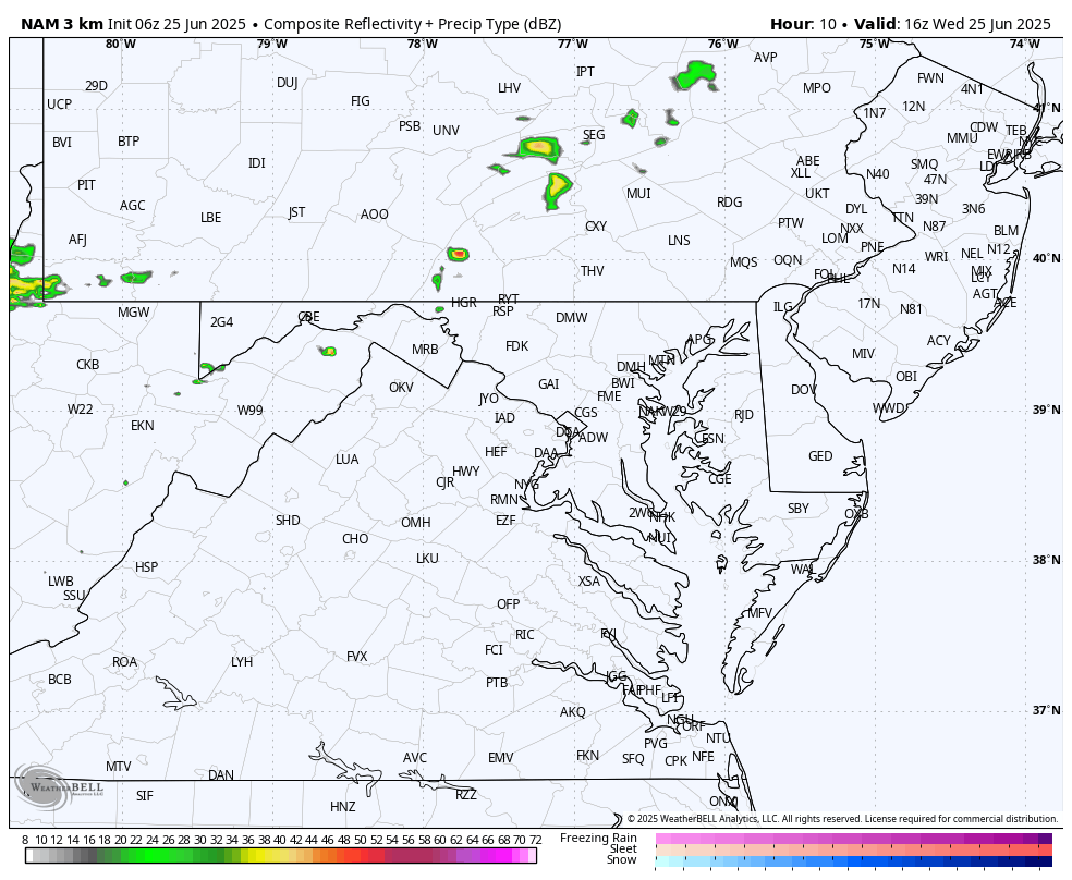 June 25 weather forecast radar Wednesday