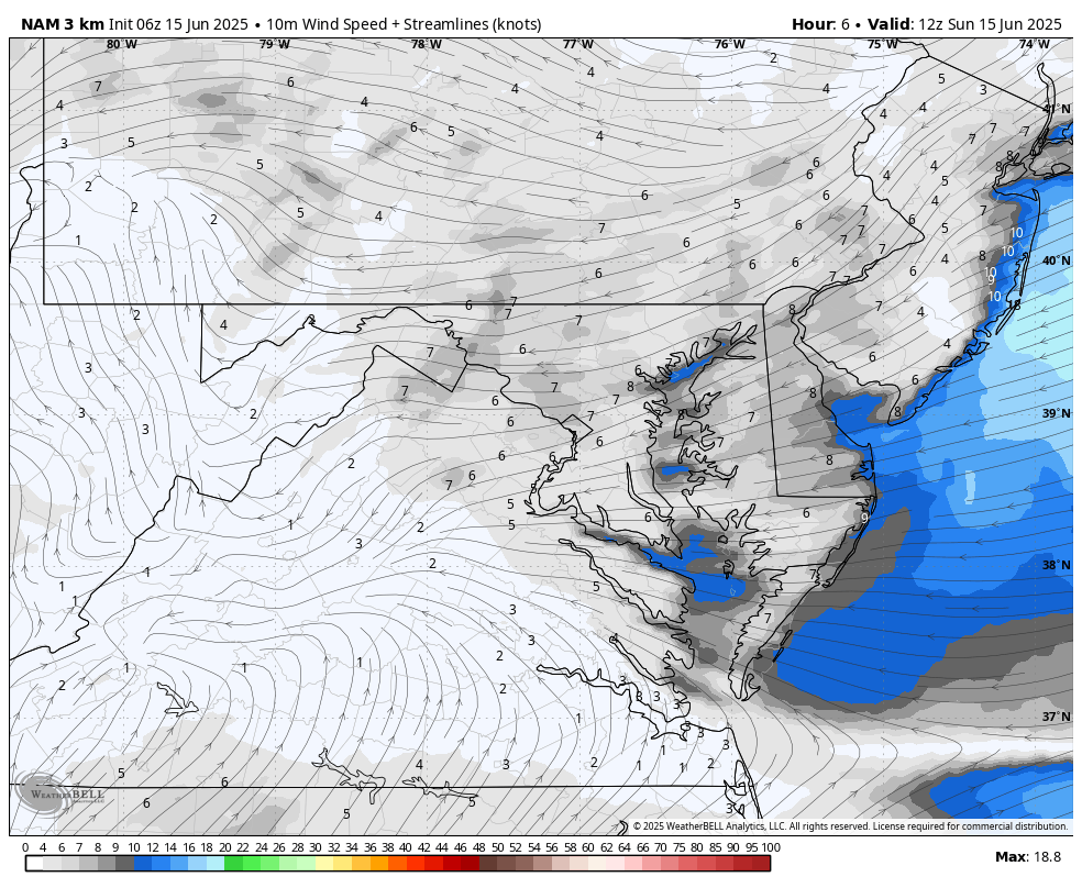 June 15 weather wind forecast Sunday