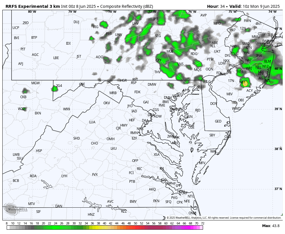June 8 weather forecast rain storm radar Monday