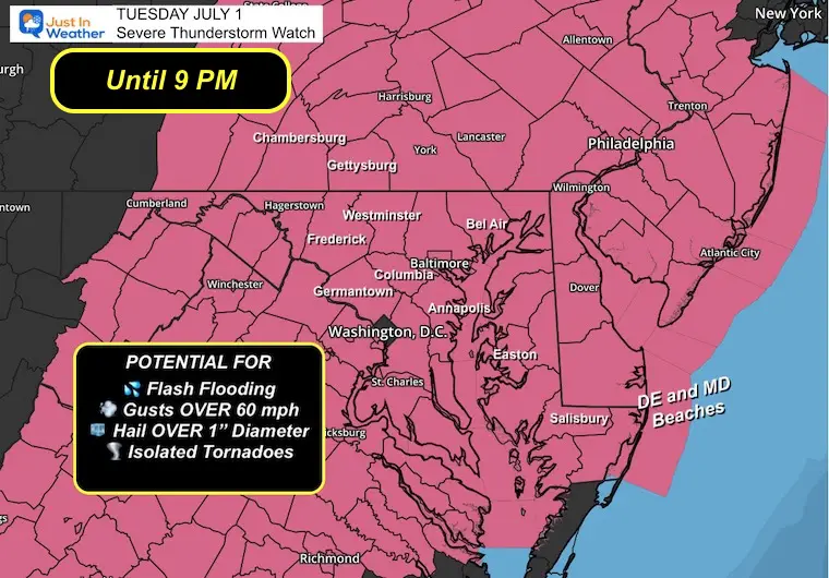 July 1 Severe Thunderstorm Watch Tuesday