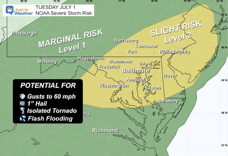 July 1 NOAA Severe Storm Risk Tuesday